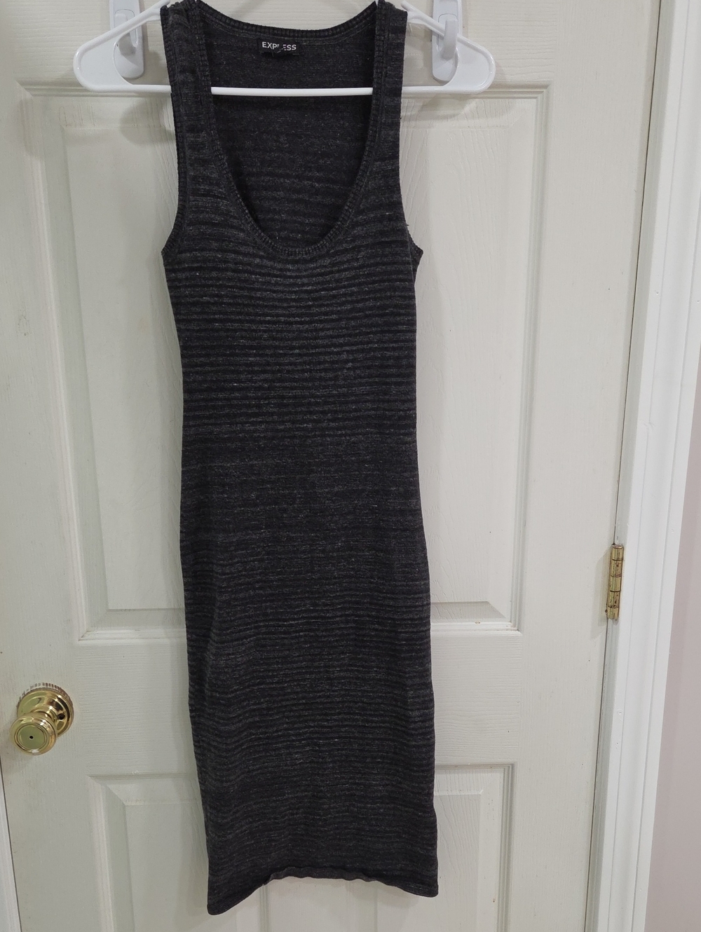 Express Charcoal Ribbed Sleeveless Midi Dress